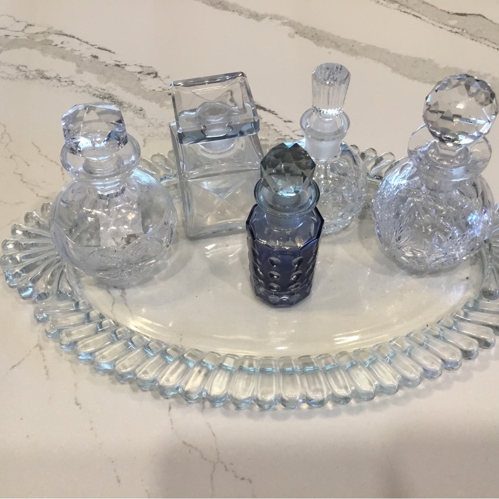 European Crystal Bottles & Tray